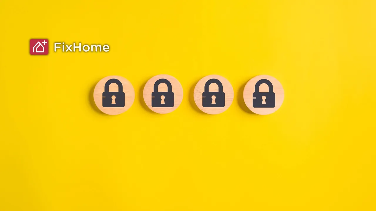 4 cups with lock on it on the yellow background