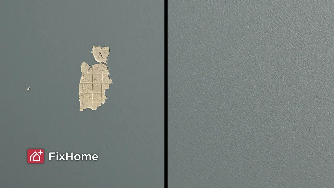 Before-and-after comparison of a damaged and smooth wall