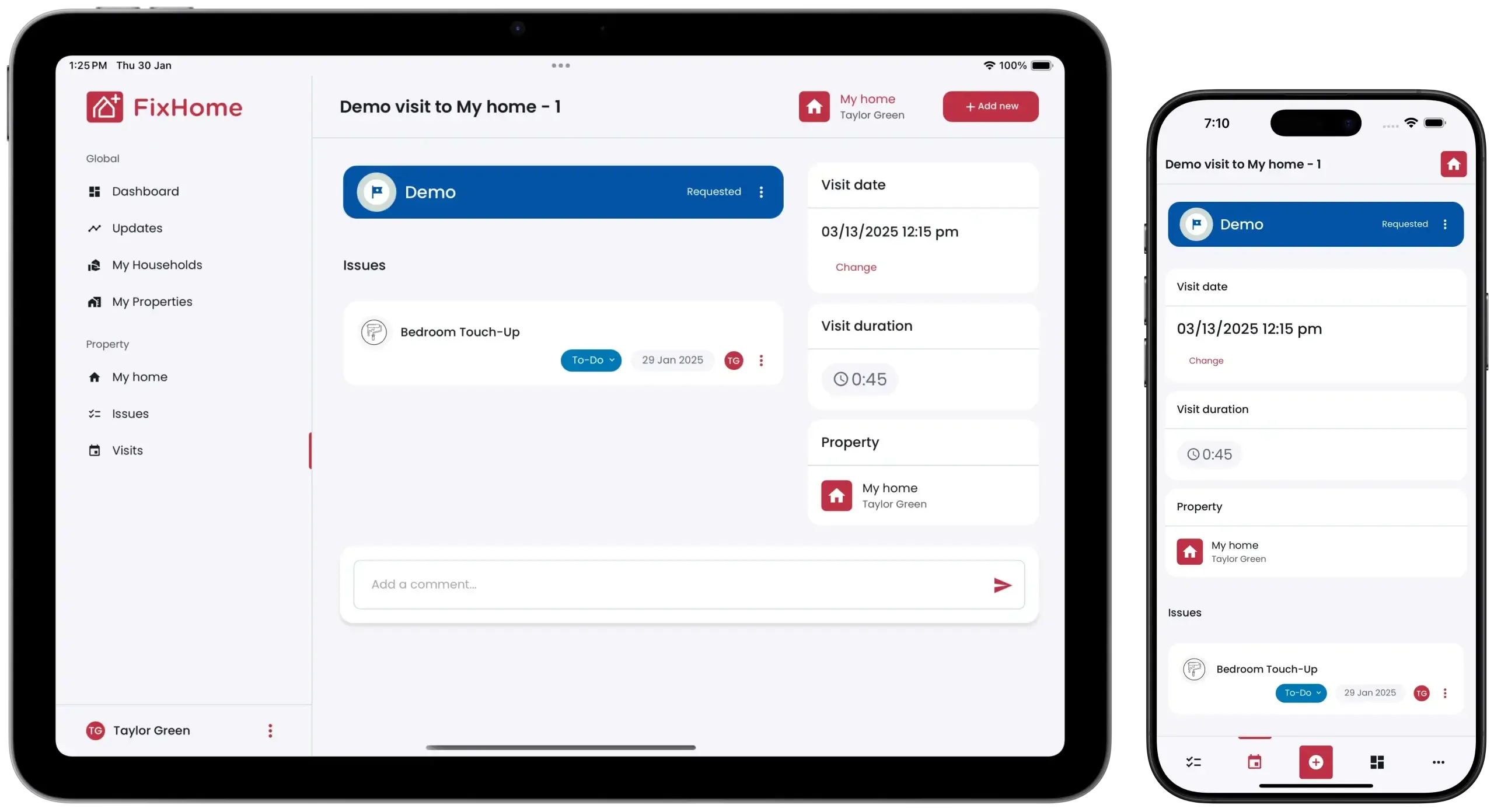 FixHomePlus Request Demo Guide Tab & Phone All Set