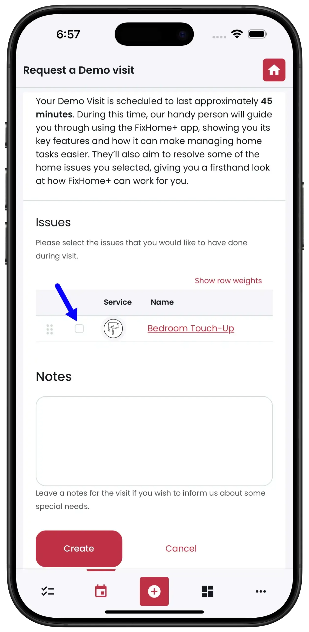 FixHomePlus Request Demo Guide Phone check with issue