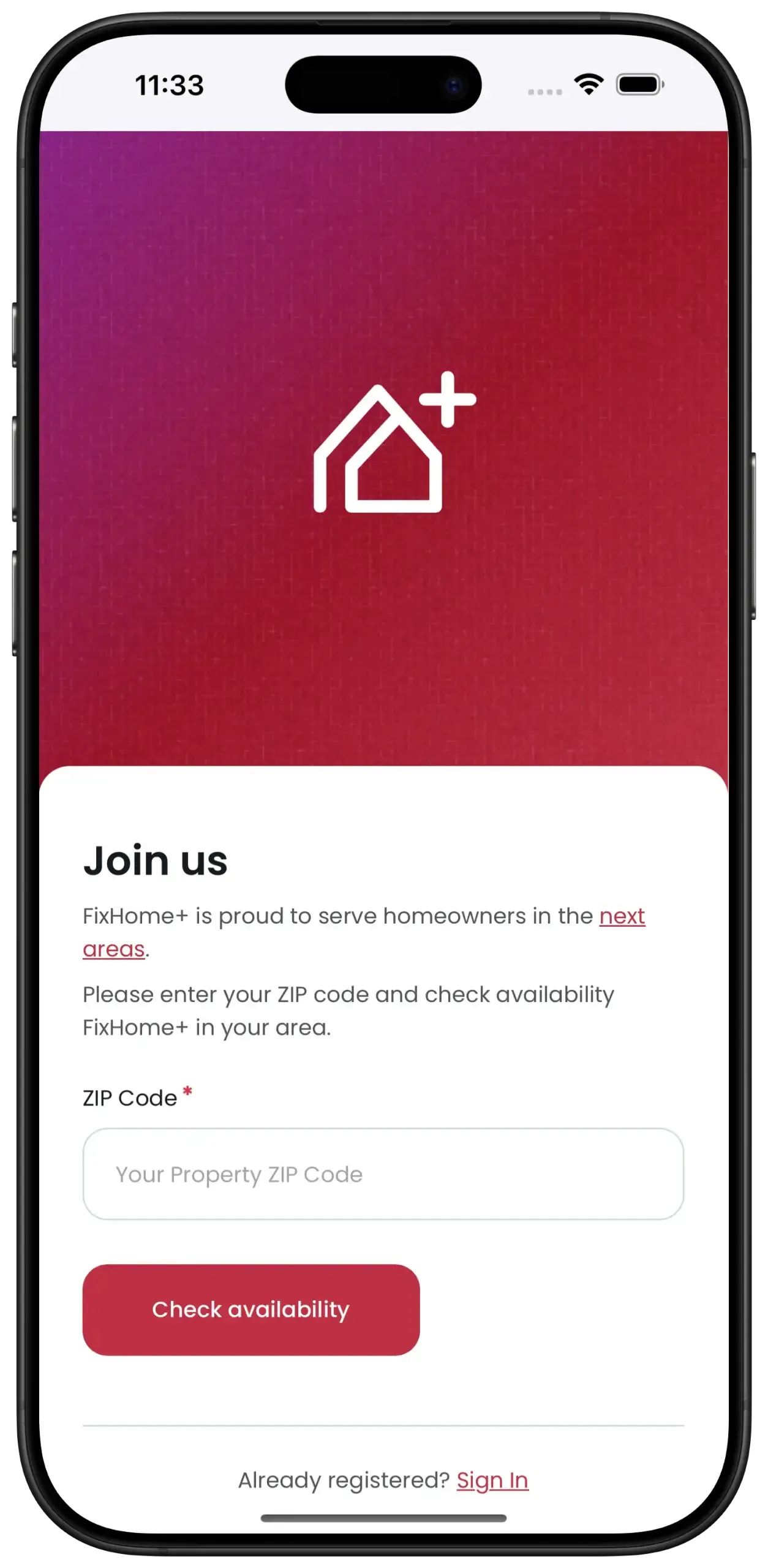 FixHomePlus Request Demo Guide Mobile Phone Sign In Check ZIP Code