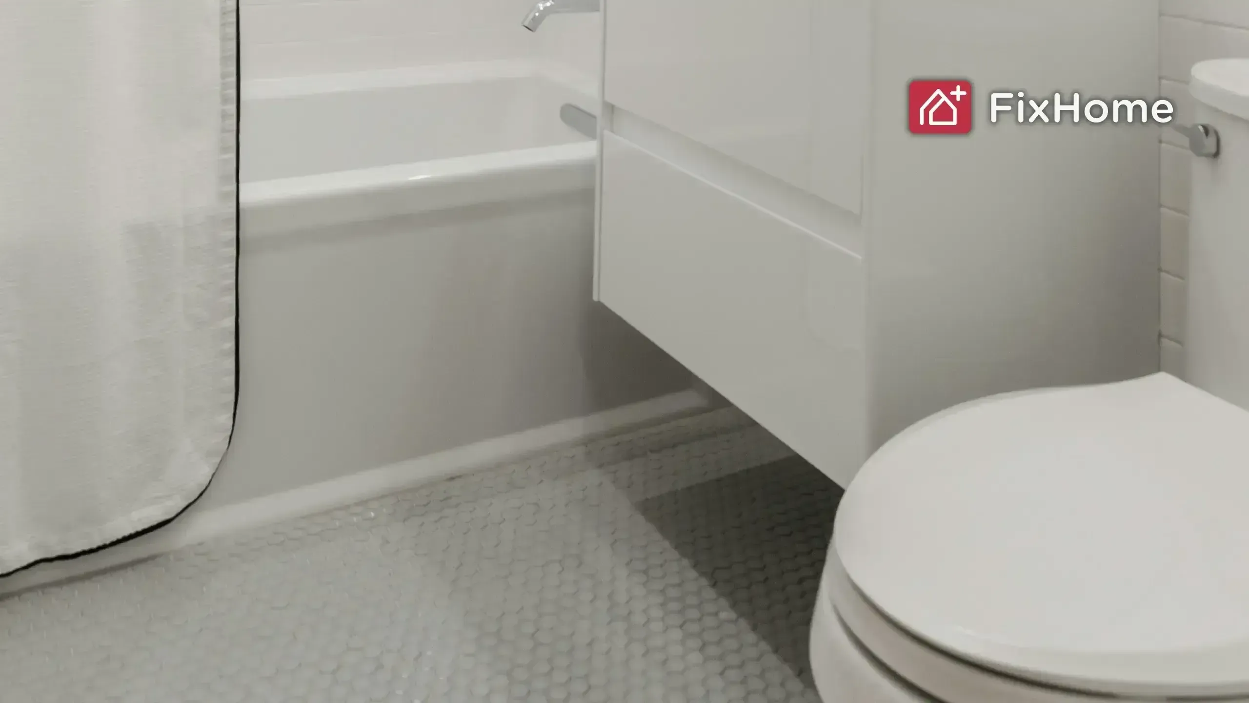 A bathroom with a tub, toilet, shower, and a slip-resistant floor