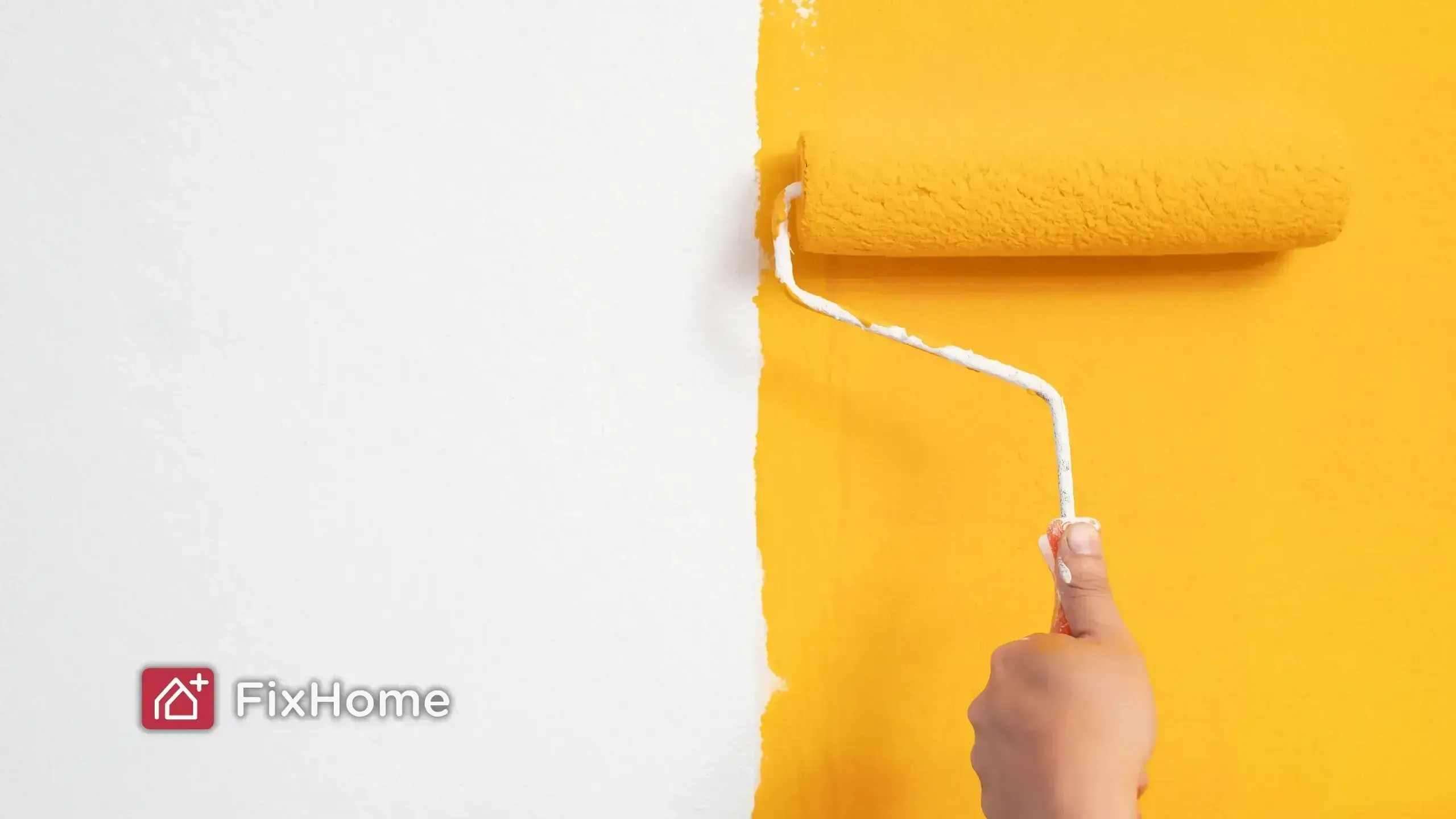Painting a wall yellow with a roller