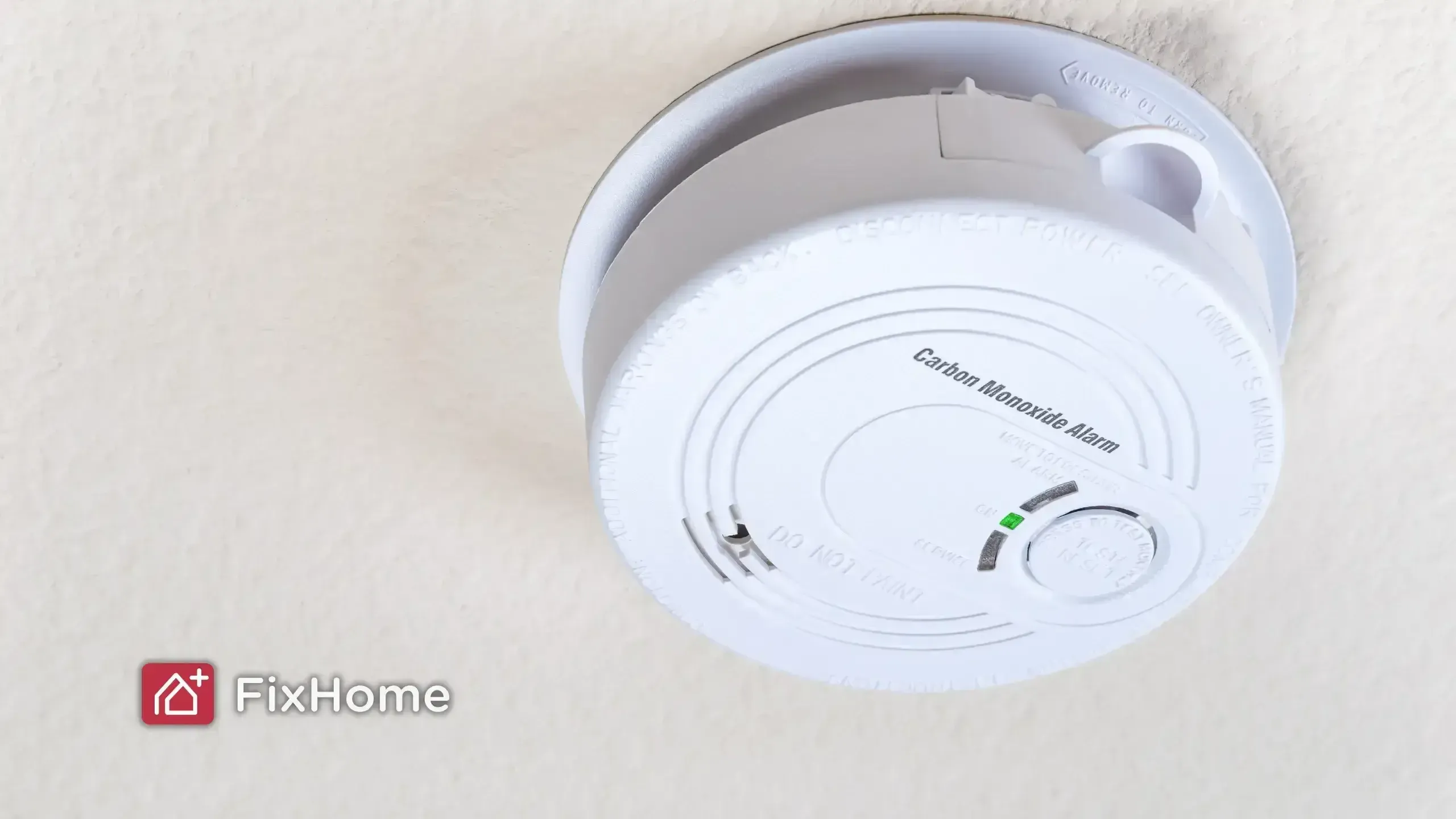 Carbon monoxide alarm on the ceiling