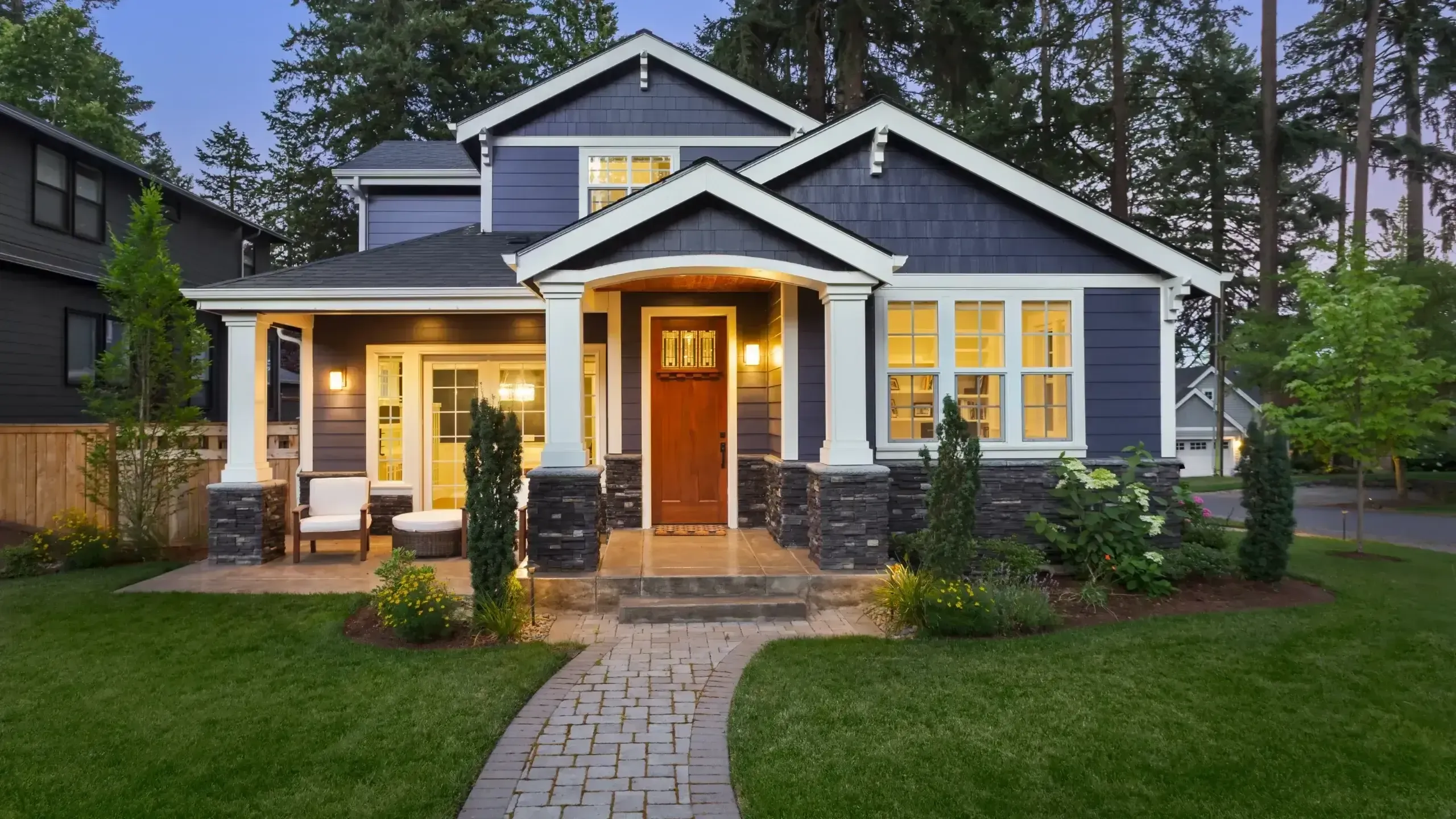 Small home in the evening