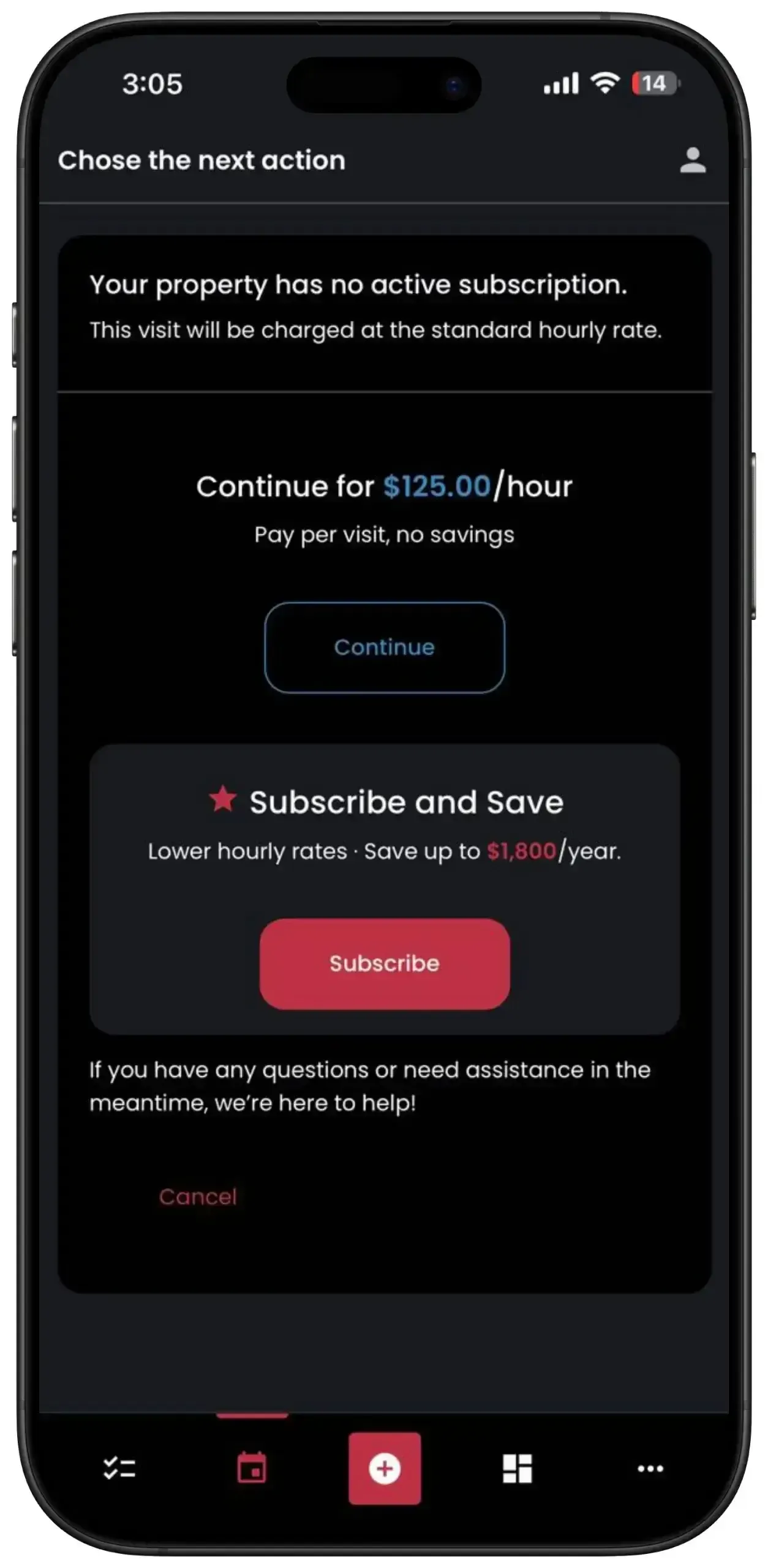 FixHomePlus iPhone hourly rates screenshot