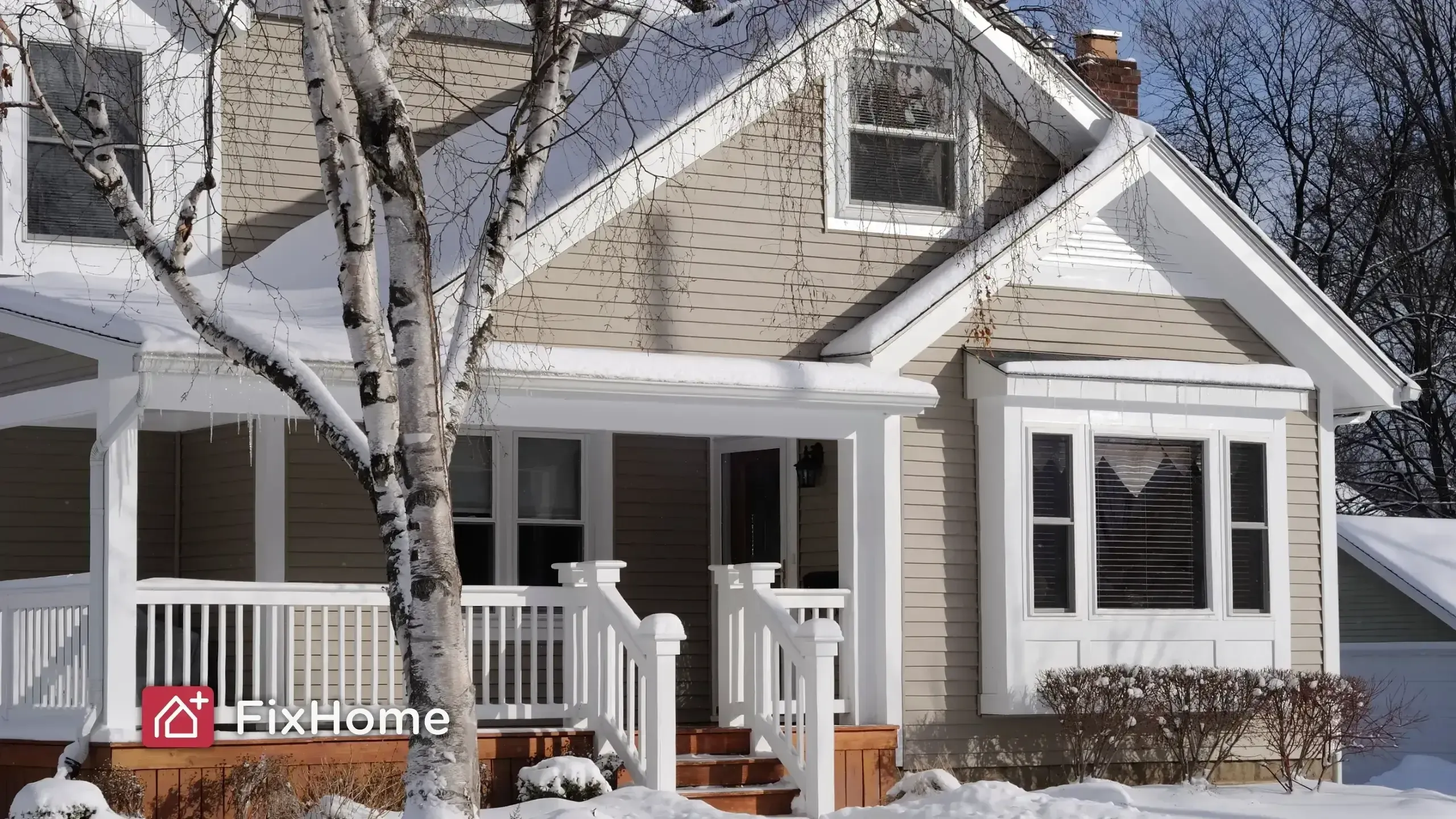 Middle-class house in the suburbs in winter