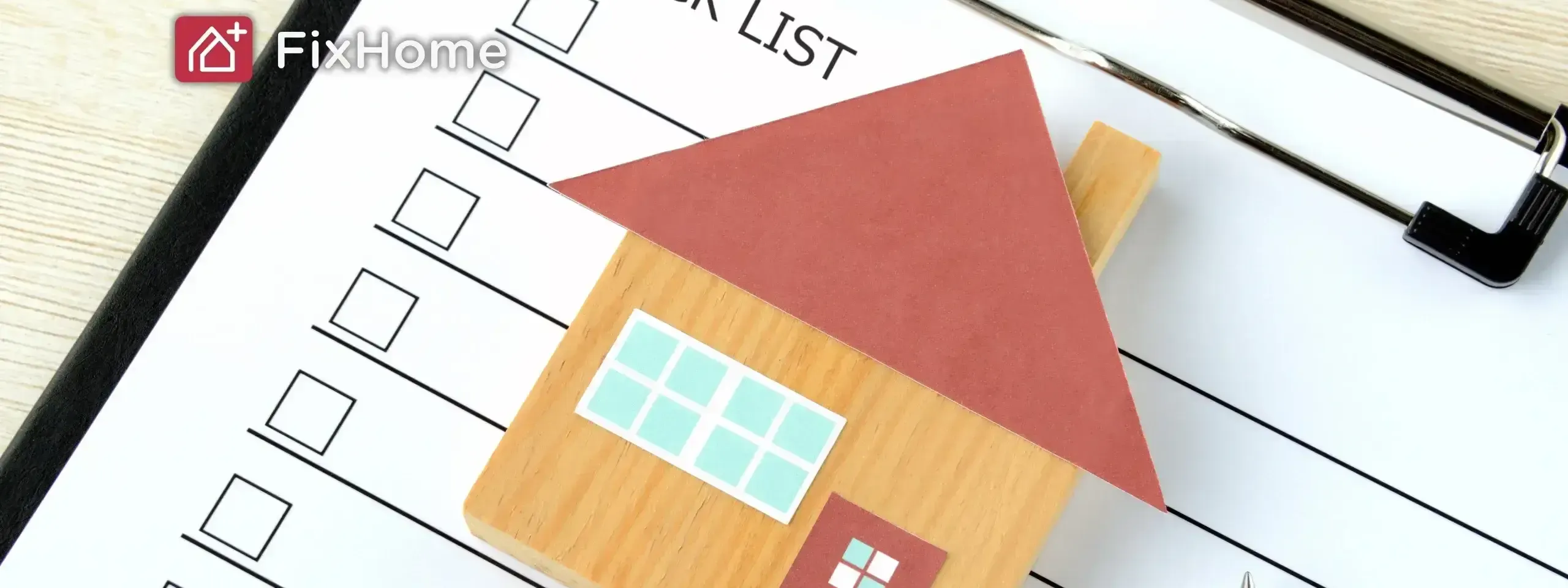 A checklist clipboard with a small house mode