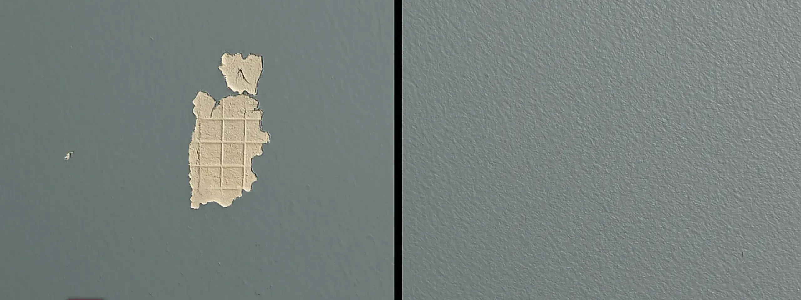 Before-and-after comparison of a damaged and smooth wall