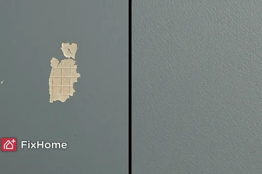 Before-and-after comparison of a damaged and smooth wall