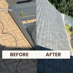 Before and after aerial view of a heated roof in Deerfield, IL